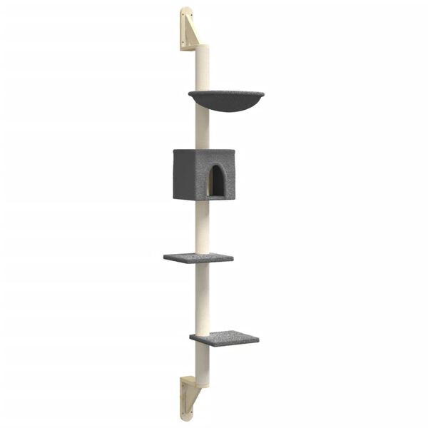 vidaXL Kratzbaum mit Kratzs&auml;ule Wandmontage Dunkelgrau 187 cm