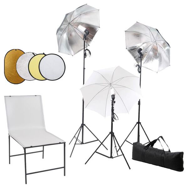 vidaXL Fotostudio-Set mit Lampen, Schirmen, Hintergrund & Reflektor