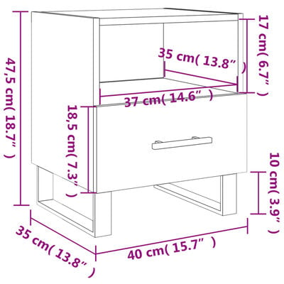 vidaXL Nachttische 2 Stk. Sonoma-Eiche 40x35x47,5 cm Holzwerkstoff