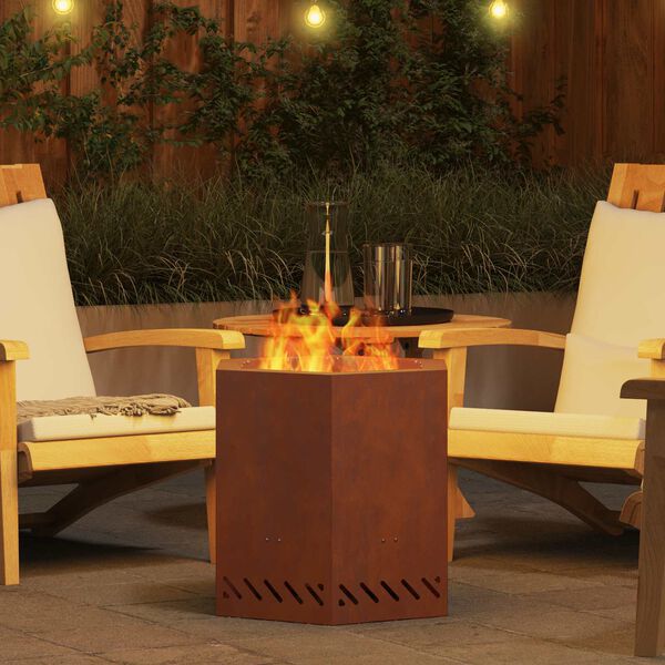 vidaXL Rauchfreier Feuerkorb Braun 48 x 48 x 51 cm Wetterfeststahl