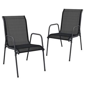 vidaXL Gartenst&uuml;hle 2 Stk. Stahl und Textilene Schwarz