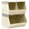 vidaXL 3-tlg. Aufbewahrungsboxen-Set Stapelbar Stoff Grau & Creme