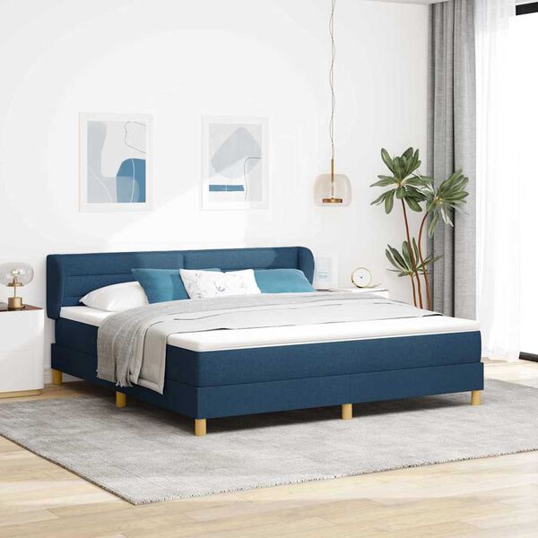 vidaXL Boxspringbett mit Matratze mit Kopfteil Blau 180 x 200 cm Stoff