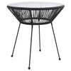 vidaXL Garten-Esstisch Schwarz &Oslash;70x74 cm Rattan und Glas