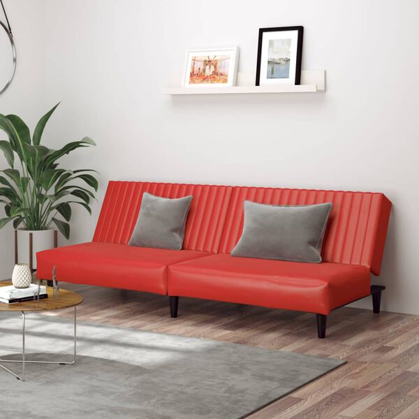 vidaXL Schlafsofa 2-Sitzer Rot Kunstleder
