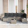 vidaXL Garten-Sofa-Set mit Kissen 7 pcs Hellgrau Poly-Rattan