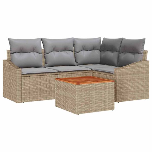 vidaXL Gartensofa-set 5 pcs Beige und Hellgrau Poly-Rattan