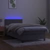 vidaXL Boxspringbett mit Matratze & LED Hellgrau 90x190 cm Samt