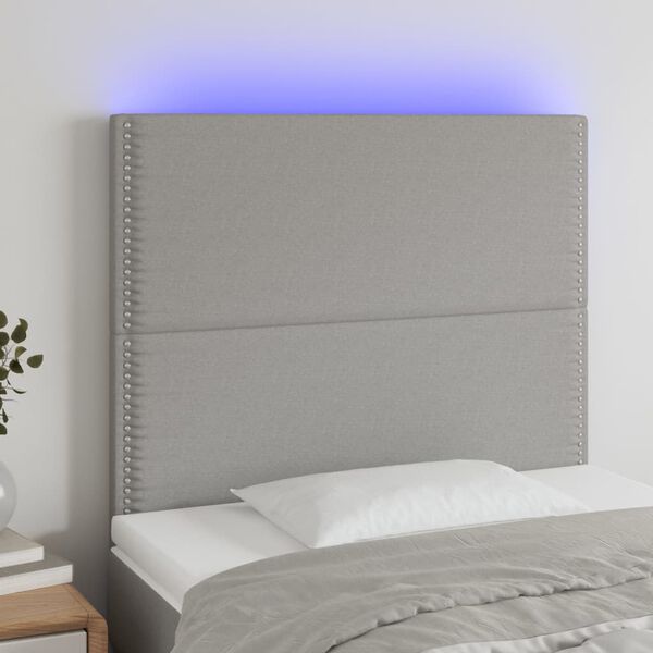 vidaXL LED Kopfteil Hellgrau 100x5x118/128 cm Stoff