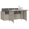 vidaXL 2-tlg. Garten-Essgruppe mit Kissen Hellgrau Poly Rattan