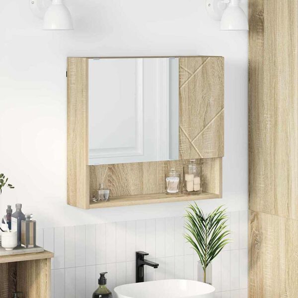 vidaXL Spiegelschrank Sonoma-Eiche 59 x 17 x 55 cm Holzwerkstoff