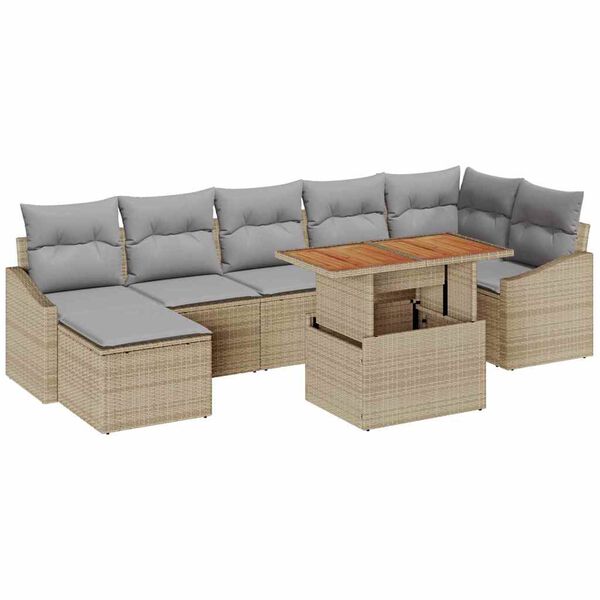 vidaXL Garten Essgruppe mit Kissen 8 pcs Beige und Grau