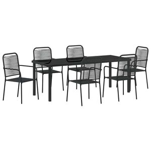 vidaXL Garten Essgruppe 7 pcs Schwarz Pulverbeschichteter Stahl