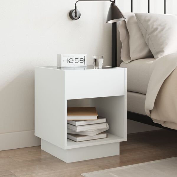 vidaXL Nachttisch mit Infinity-LED Wei&szlig; 40x40x50 cm