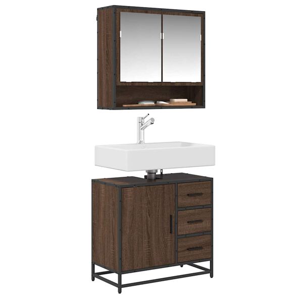 vidaXL Waschbeckenunterschrank Braun Eichen-Optik 65x33x60 cm