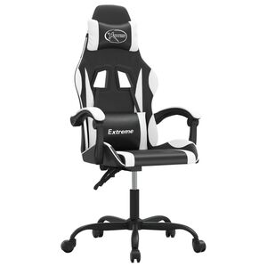 vidaXL Gaming-Stuhl Drehbar Schwarz und Wei&szlig; Kunstleder
