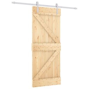 vidaXL Schiebet&uuml;r Nat&uuml;rlich und Wei&szlig; 85 x 210 cm Massivkiefer