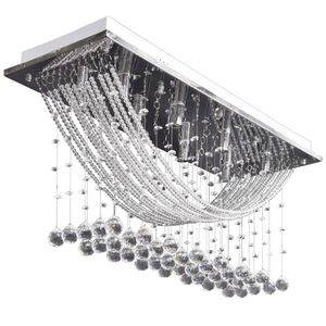 Wei&szlig;e Deckenlampe mit funkelnden Glasperlen 8 x G9 29 cm