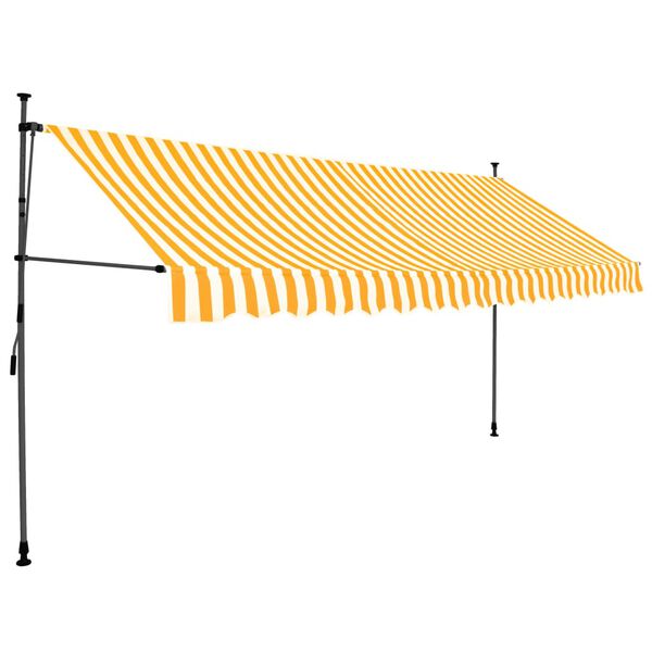 vidaXL Einziehbare Markise Handbetrieben mit LED 400 cm Wei&szlig; Orange
