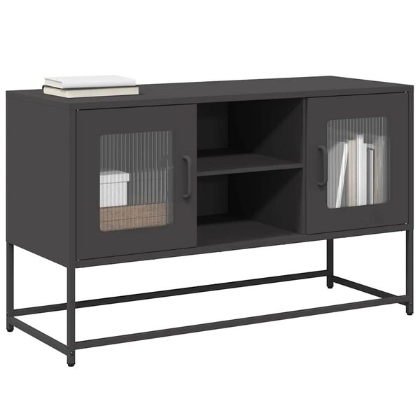 vidaXL TV-Schrank Schwarz 100,5x39x60,5 cm Stahl