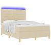 vidaXL Boxspringbett mit Matratze Creme 140 x 190 cm Stoff