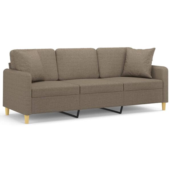 vidaXL 3-Sitzer-Sofa mit Kissen Taupe 180 cm Stoff