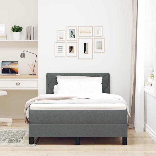 vidaXL LED Boxspringbett mit Matratze Dunkelgrau 120 x 200 cm Stoff