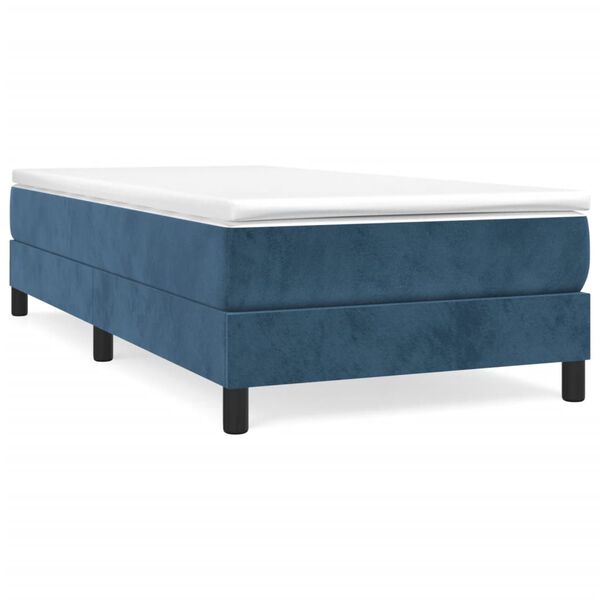 vidaXL Boxspringbett mit Matratze Dunkelblau 90x190 cm Samt