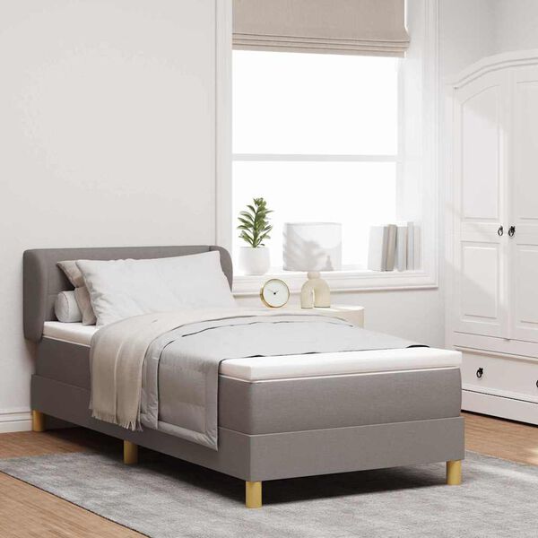 vidaXL Boxspringbett mit Matratze mit Kopfteil Taupe 90 x 190 cm Stoff