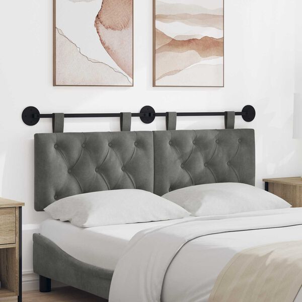 vidaXL H&auml;ngevorderseite Wandmontiert Dunkelgrau 150 x 55 x 7 cm Samt