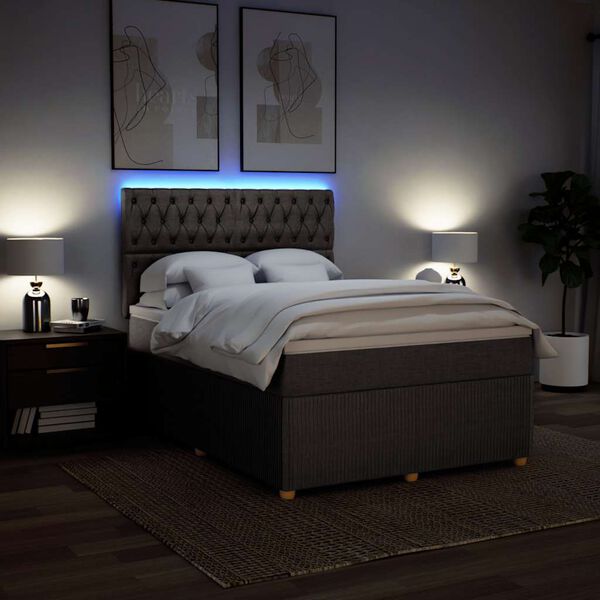 vidaXL Boxspringbett mit Matratze Taupe 160x200 cm Stoff