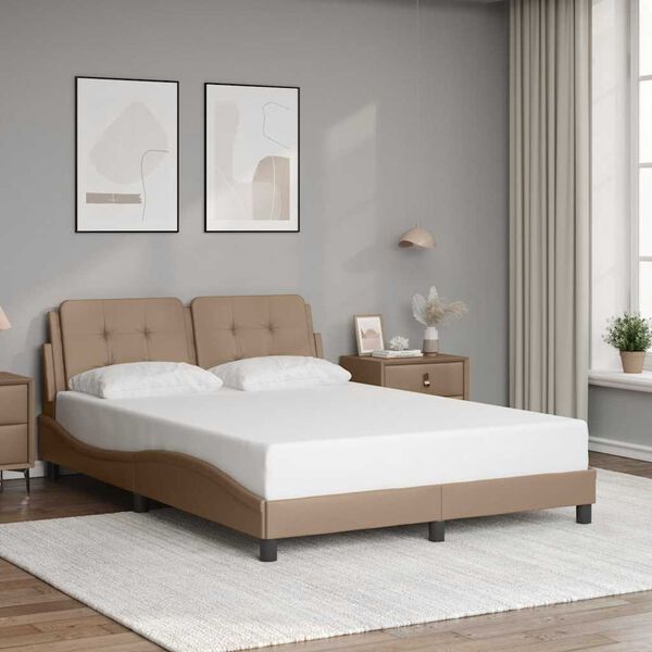 vidaXL Bettgestell ohne Matratze "Zadar" Cappuccino-Braun 140x190 cm Kunstleder