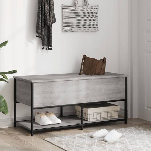 vidaXL Sitzbank mit Stauraum Grau Sonoma 100x42,5x47 cm Holzwerkstoff