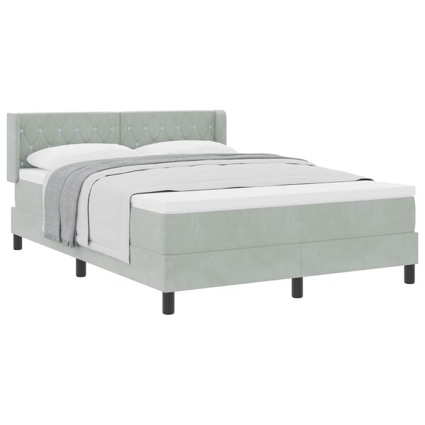 vidaXL Boxspringbett mit Matratze Hellgrau 200 x 160 cm Samt