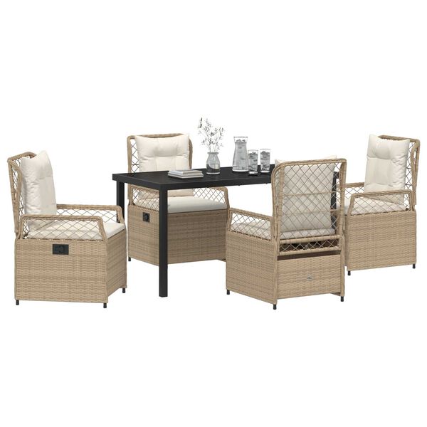 vidaXL Garten Essgruppe 5 pcs Beige und Cremewei&szlig; Poly-Rattan