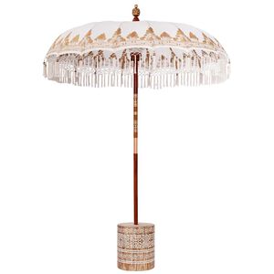 vidaXL Balinesischer Sonnenschirm mit Sockel Creme 185 x 185 x 260 cm