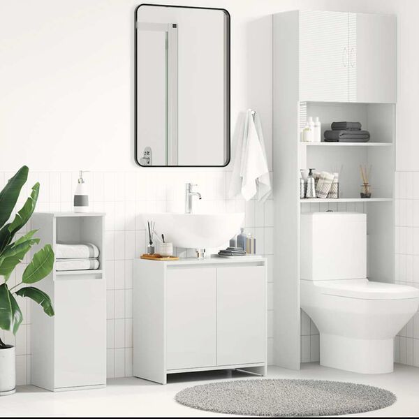 vidaXL Badezimmerschrank Hochglanz-Wei&szlig; 60x33x61 cm Holzwerkstoff