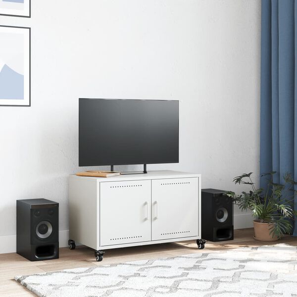 vidaXL TV-Schrank Wei&szlig; 68x39x43,5 cm Kaltgewalzter Stahl