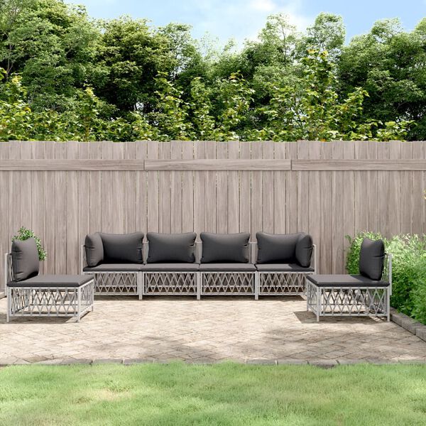 vidaXL 6-tlg. Garten-Lounge-Set mit Kissen Wei&szlig; Stahl