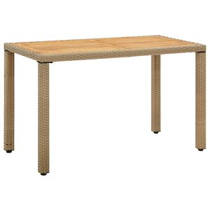 vidaXL Gartentisch Beige 123x60x74 cm Poly Rattan & Massivholz Akazie
