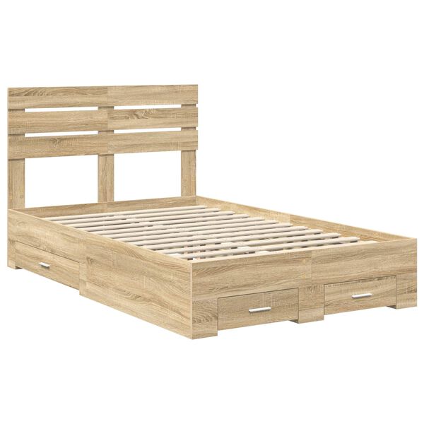 vidaXL Bettgestell mit Schubladen mit Kopfteil Holzwerkstoff