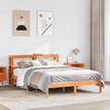 vidaXL Bettgestell mit Kopfteil ohne Matratze Wachsbraun 135x190 cm