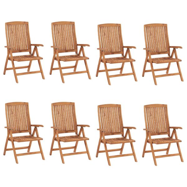 vidaXL Verstellbare Gartenst&uuml;hle mit Auflagen 8 Stk. Massivholz Teak