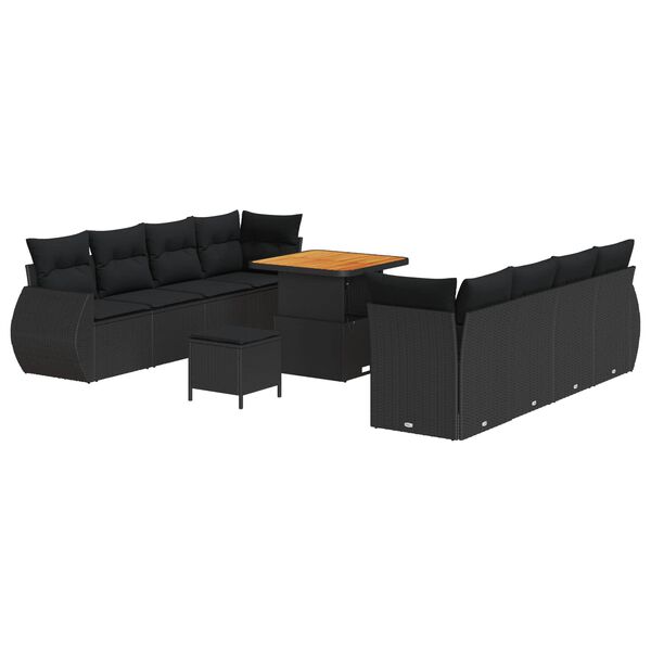 vidaXL Garten-Sofa-Set 11 pcs Schwarz Poly-Rattan