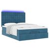 vidaXL Ottoman-Bett mit Matratzen & LEDs Dunkelblau 140x200 cm Samt