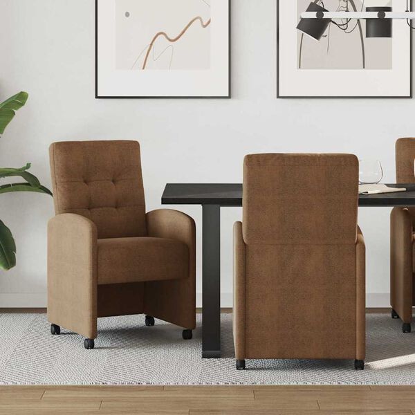 vidaXL Esszimmerst&uuml;hle mit Rollen 2 pcs Braun 58 x 67 x 97 cm
