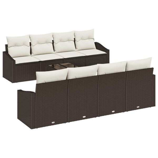 vidaXL Sofa Set mit Kissen 7 pcs Braun und Creme Poly-Rattan