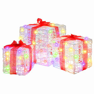 vidaXL Geschenkbox 3 stk. 60 LEDs Mehrfarbig 20 x 20 x 20 cm Acryl