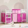 vidaXL Kinder Loft Bettgestell mit Vorh&auml;ngen Wei&szlig; und Rosa