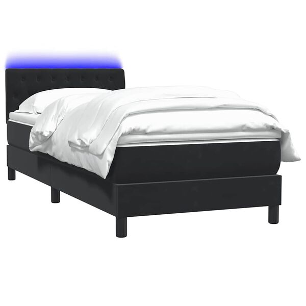 vidaXL Boxspringbett mit Matratze & LED Schwarz 80x220 cm Samt